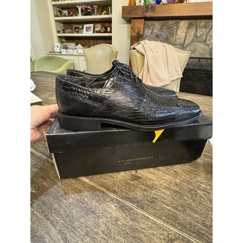 Stacy Adams Shoes Men‎ Size 8.5 Black Leather Lace Up Reginald 24307